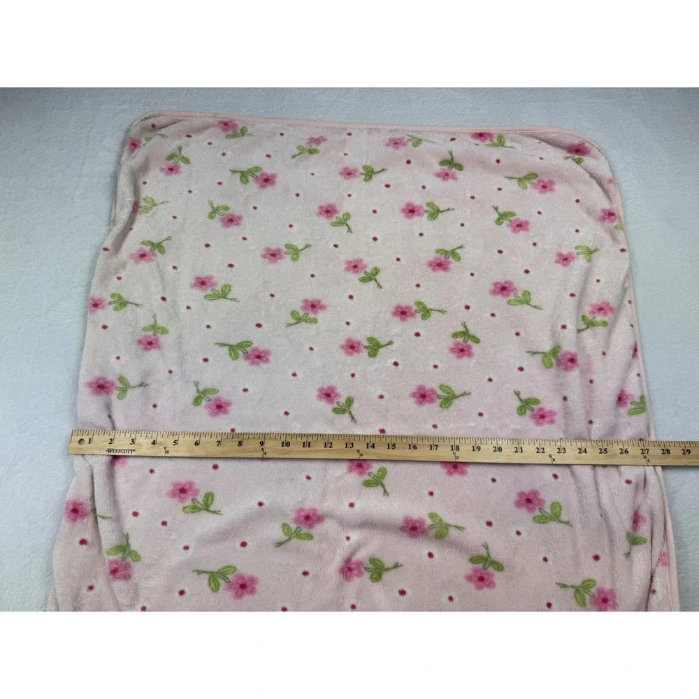 Child of Mine by Carters Baby Blanket Pink Floral Polka Dot Plush Fleece CM4650G
